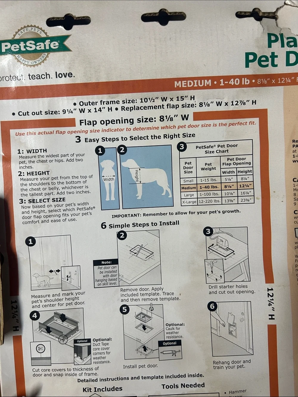 PetSafe Plastic Pet Door in White with Clear Flap - Medium; product new but box